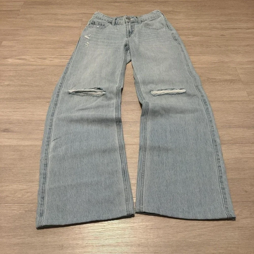 26x30 Blue Distressed Baggy Wide Leg Jeans Y2K 2000s